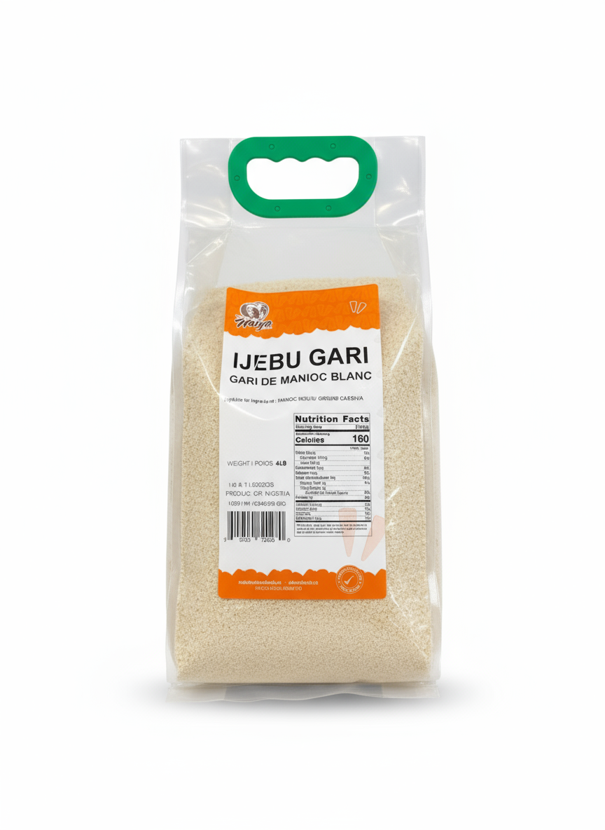 Amiya Ijebu Gari White 4lb with white background